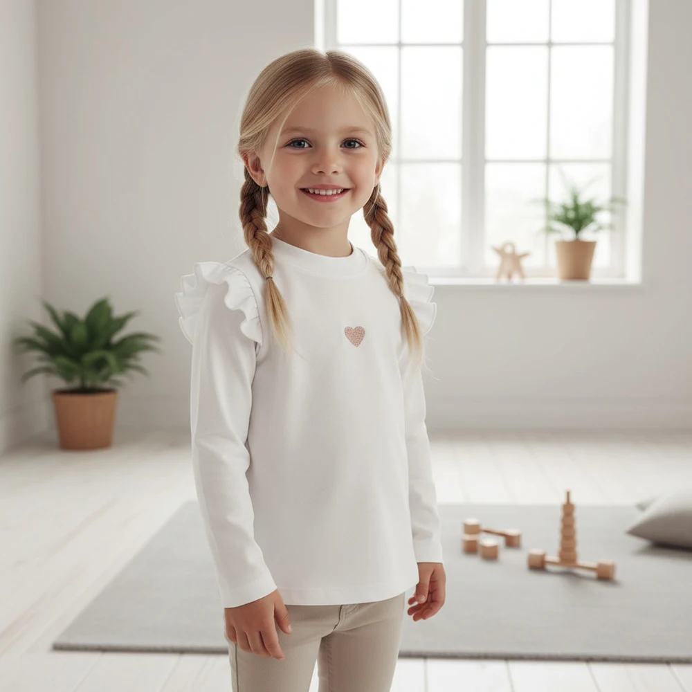 

Children Girls Basic Long-Sleeve T-Shirt, Toddler Girl Round Neck Top, Spring Autumn Thin Layer Undershirt, Kids 2-10 Y