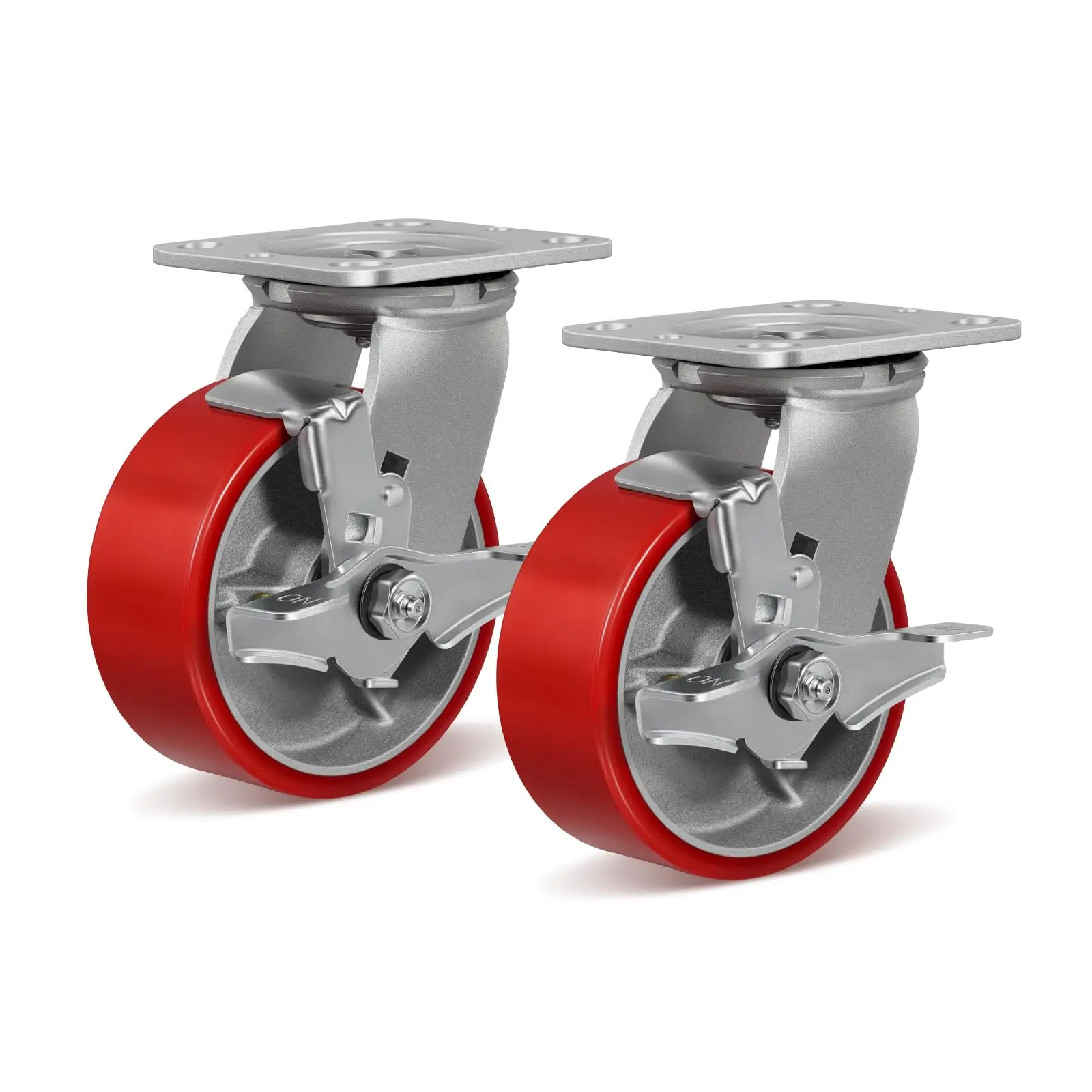 

8 Inch Heavy Duty Industrial Caster With Polyurethane Wheel And Brake Capacity 1500 Lb