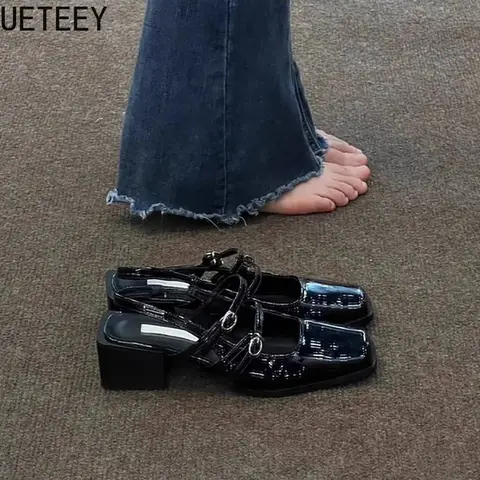 Retro Stil Sommer Starke Ferse Frauen Sandalen Fashion Square Toe Singbacks Schuhe Damen Elegante Party Kleid Alias