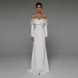 Elegant Long Sleeve Wedding Dress For Woman Party Off Shoulder Mermaid Bridal Gown For Bride Floor Length Engagement Vestidos