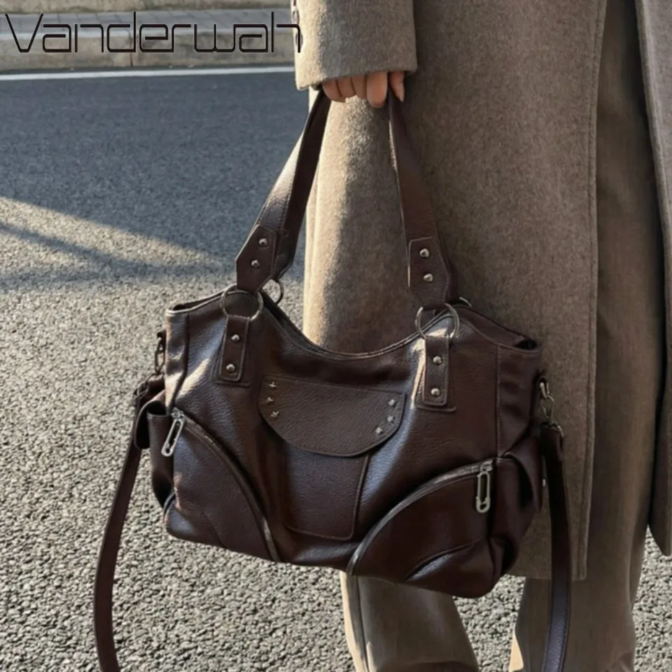 

Luxury Business Commuting Large Capacity Tote Hand Bags Soft Pu Leather Shoulder Bags for Women Zipper Women's Handbags Quality