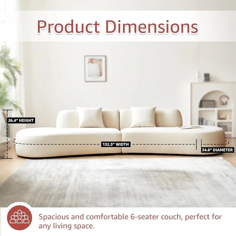 132-Inch Curved Velvet Sofa 2