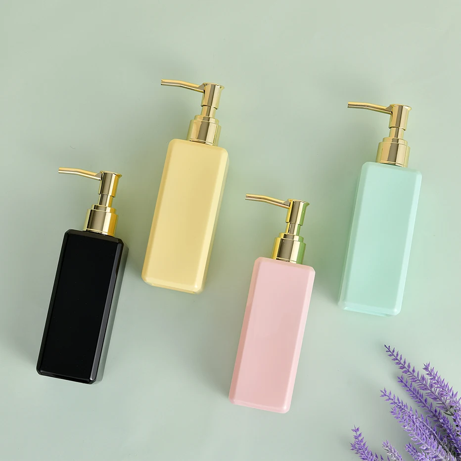 250ml Square Soap Bottles Macaron Color Bathroom Countertop Decoration Soap Dispenser Travel Size Refillable Empty Bottle