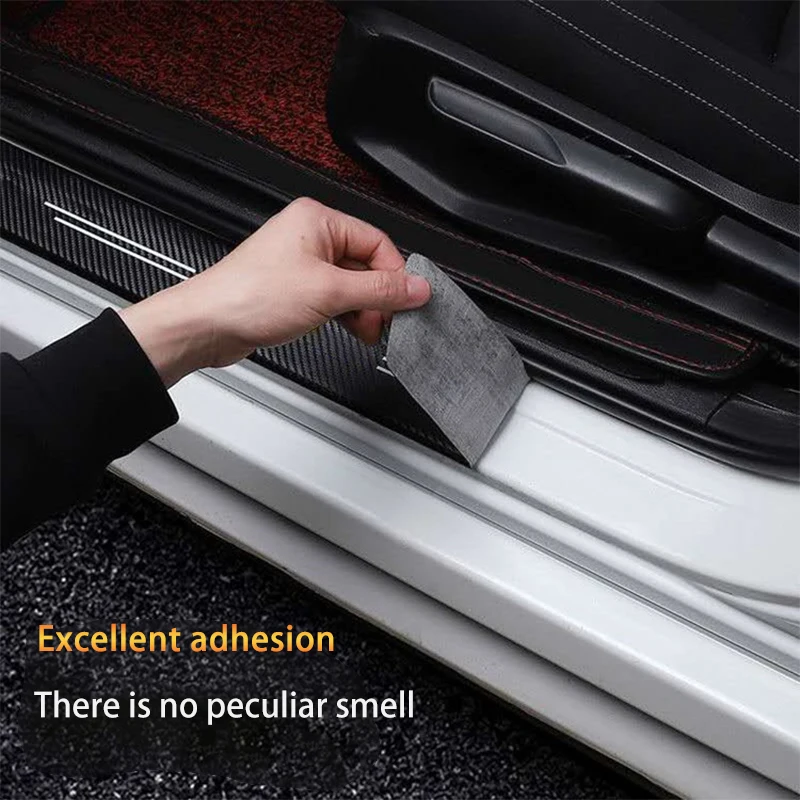 4Pcs Carbon Fiber Car Door Sill Protector Welcome Pedal Decoration Leather Stickers for Mitsubishi Pajero V97 V90 V80 1 2 3 4 5