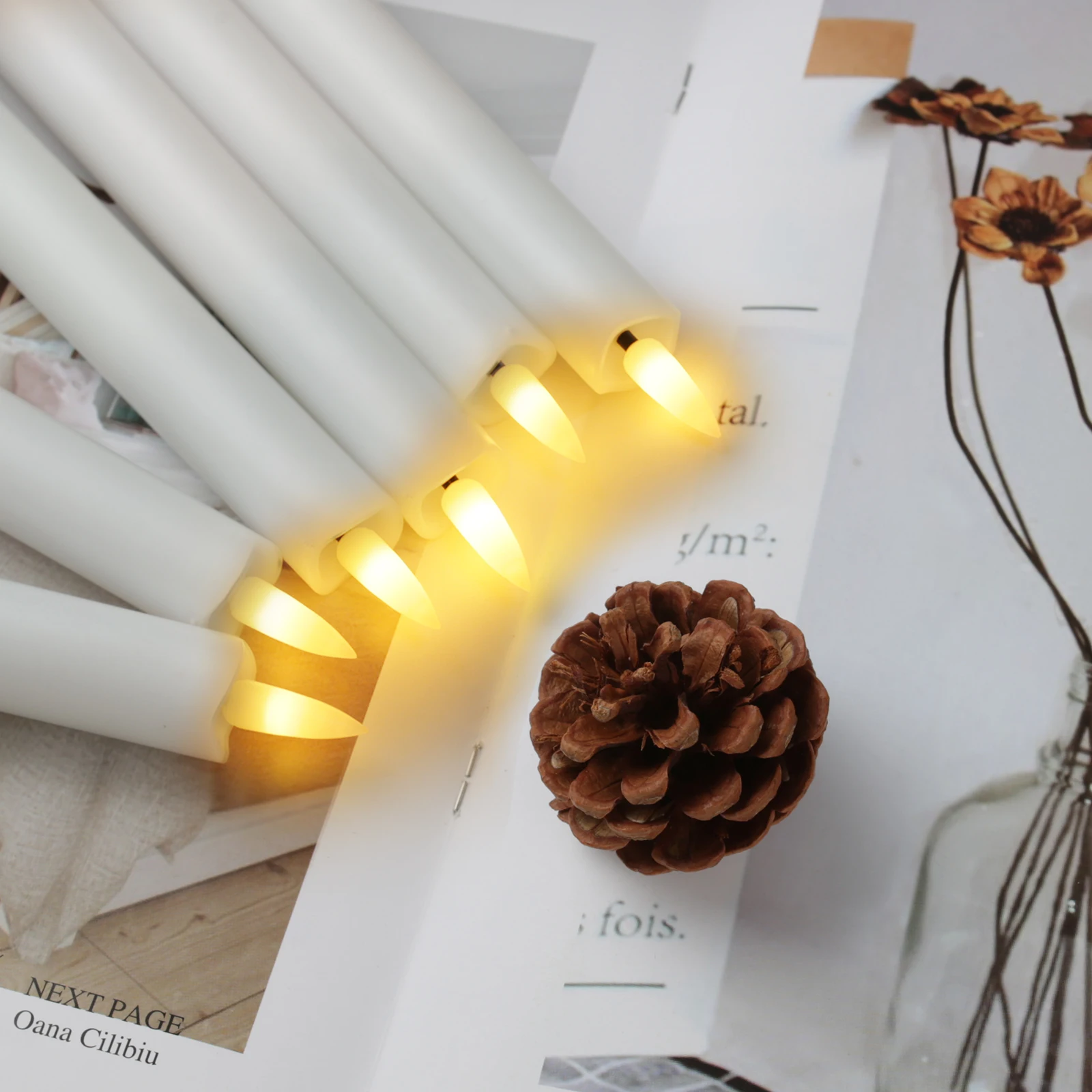 Flameless Taper Candles LED Flickering Candlesticks Battery Operated with Remote Timer Table Candle for Party Wedding Home Decor image 4