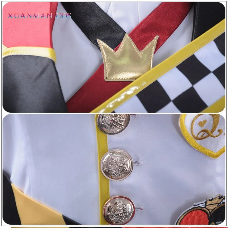 เกมTwisted-Wonderlandคอสเพลย์เครื่องแต่งกายAlice In Wonderland Custom Menซาตินชุดกางเกงเสื้อคลุมยาวปริศนาRosehearts