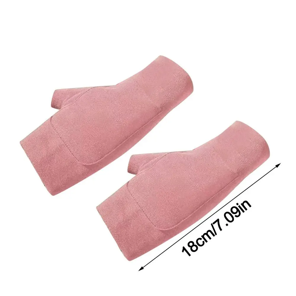 여성용 따뜻한 손가락 없는 장갑, 부드러운 터치 스크린 벨벳 장갑, 단색 반 손가락 장갑, 겨울 패션