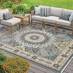 Retro Persian Carpet Large Area Outdoor Balcony Mat American Style Rural Living Room Carpet Rugs for Bedroom