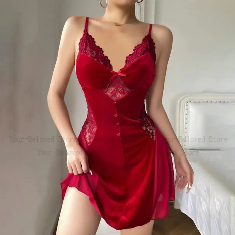 مثير المخملية شبكة الربط حبال الخامس الرقبة صالح و مضيئة فستان أنيق لون نقي مزاجه فتاة الندى فساتين الكتف جديد