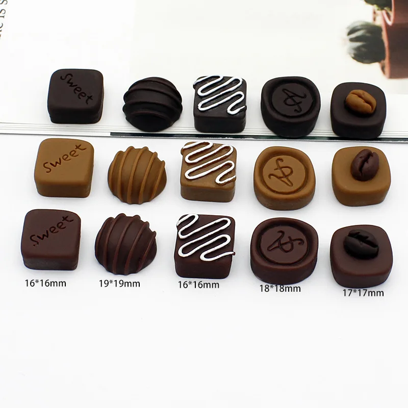 5Pcs Simulation Chocolate Resin Flatback Cabochons Fake Food Scrapbooking DIY Bow Jewelry Making Phone Decoration Accessories