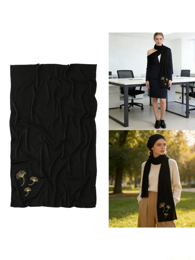 

31BF Function Headscarf Scarf Plant Gold Design Polyester Fabric For Multiple Occasion Including Commute And Social