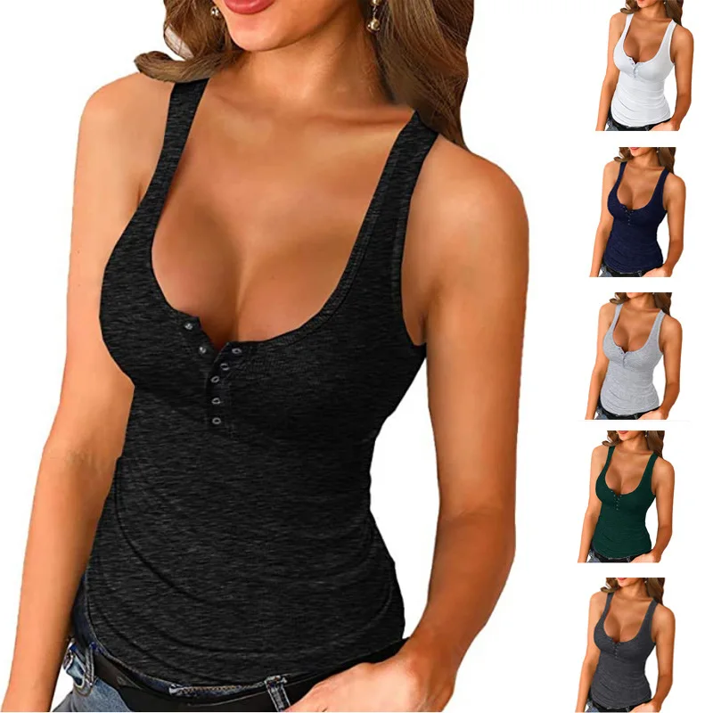 2024 European and American cross-border foreign trade women's clothing summer new sexy tight suspender knitted vest T-shirtwomen