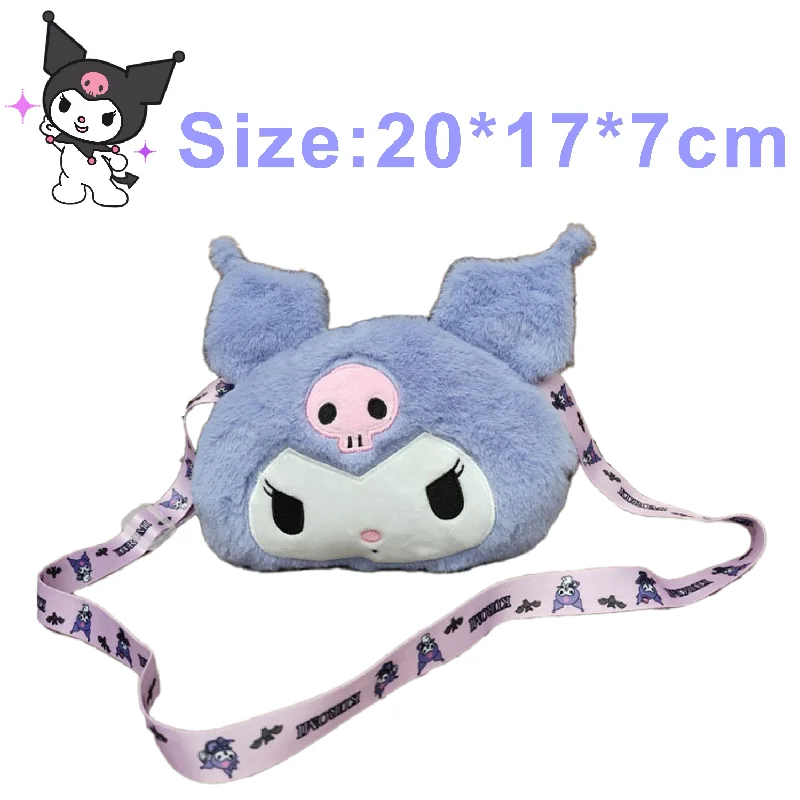 لطيف الكرتون سانريو 20 سنتيمتر دمية حقيبة محفظة نسائية للعملات المعدنية Kawaii Kuromi أفخم حقيبة يد كبيرة للأطفال الكبار حقائب كتف فتاة هدية عيد ميلاد