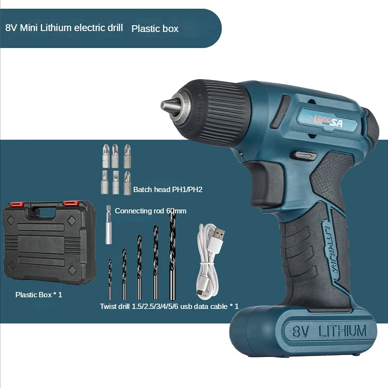 

Портативная Бытовая перезаряжаемая ручная дрель с литиевой батареей 8 в, электрическая дрель с маленьким пистолетом, многофункциональная электрическая отвертка
