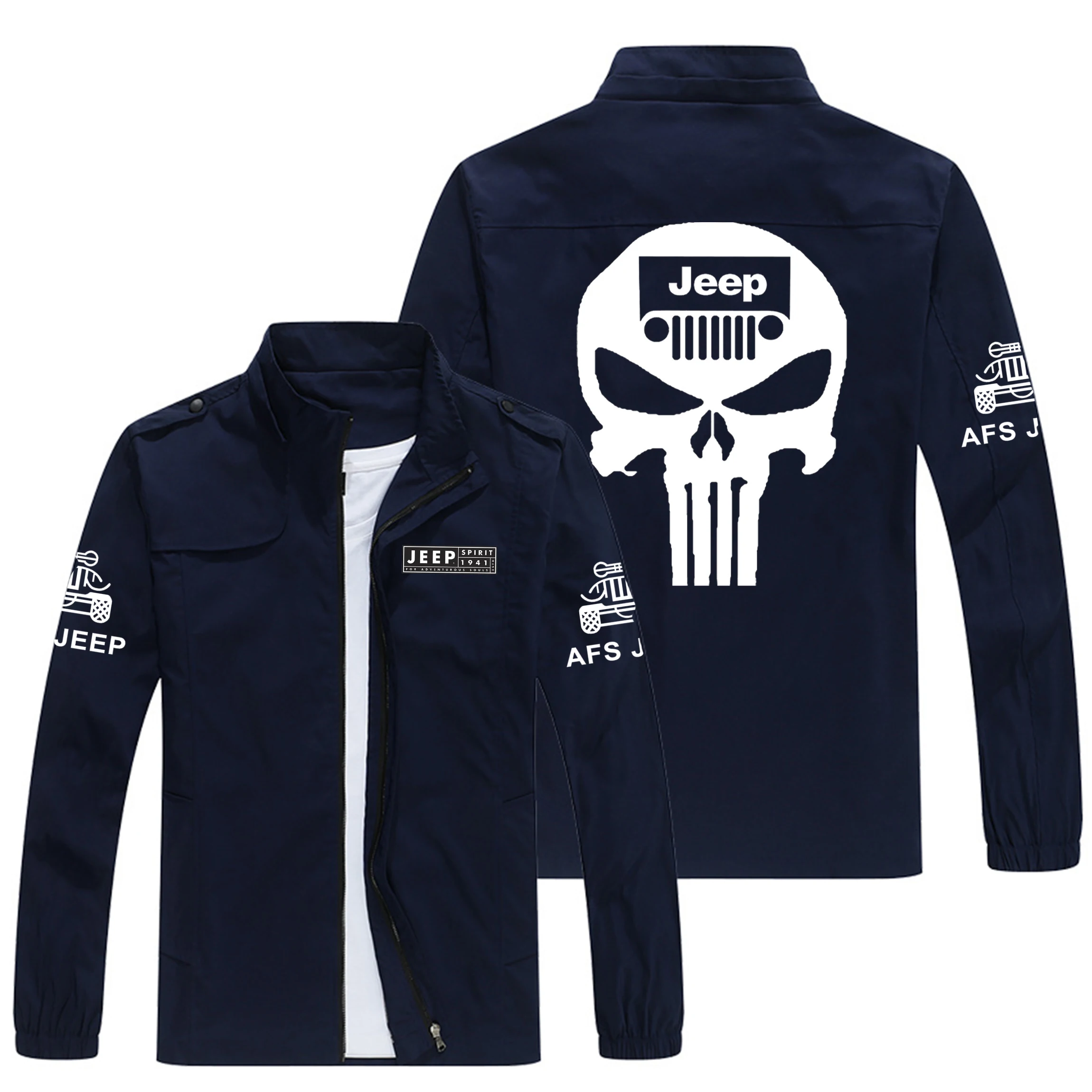 

2025 New Jeep Racing Suit - Men's Windproof Jacket for Off-Road Use - Jeep Clutch Chain Long Sleeve Men's Racing Suit with Colla
