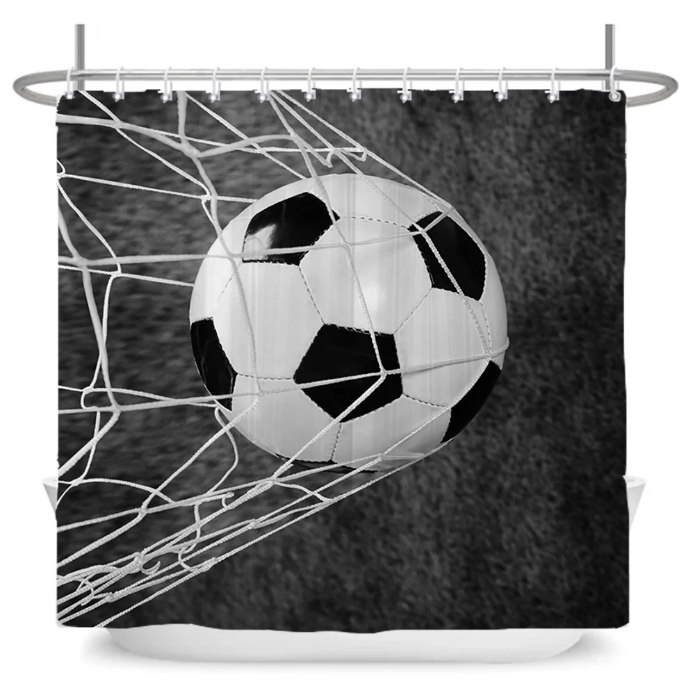 

Sports style Football Printing Bathroom Shower Curtain Polyester Waterproof Children Boy Home Decoration Curtain with Hooks