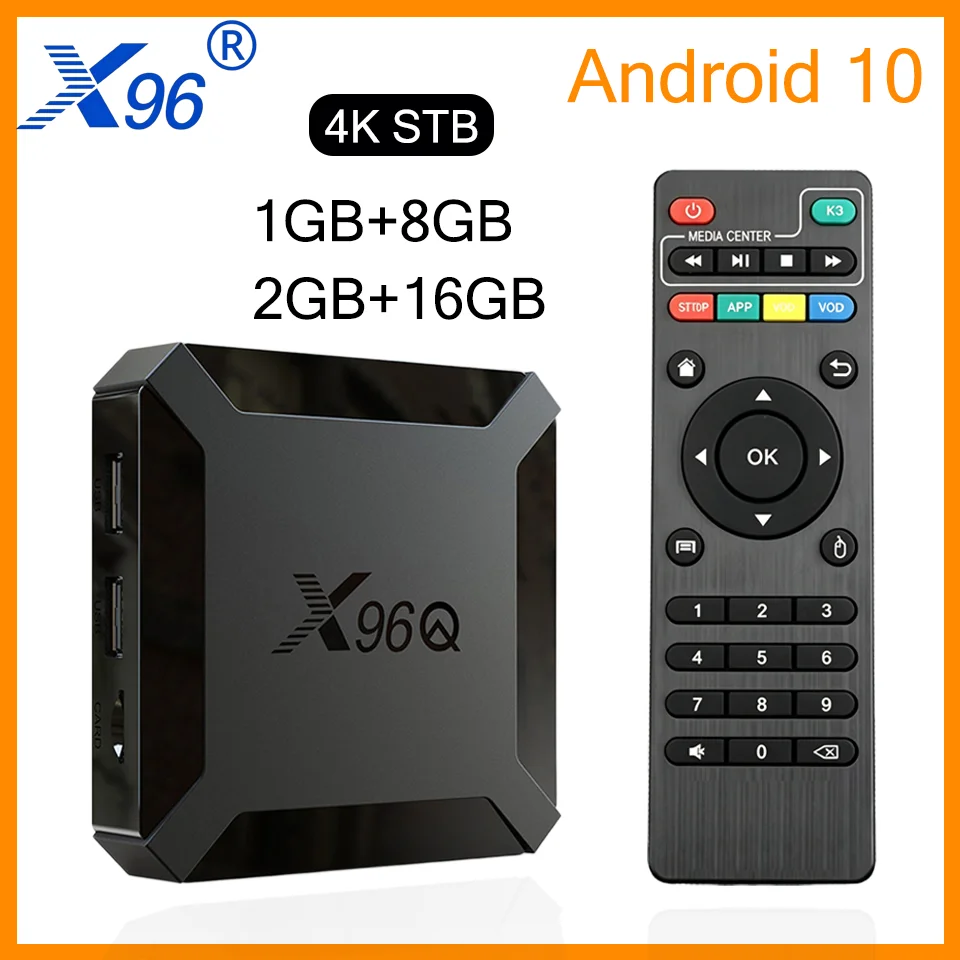 X96Q Android 10 TV Box Allwinner H313 Quad Core 1GB/2GB DDR3 8GB/16GB eMMC 4K 2.4G WiFi Media Player Set Top Box