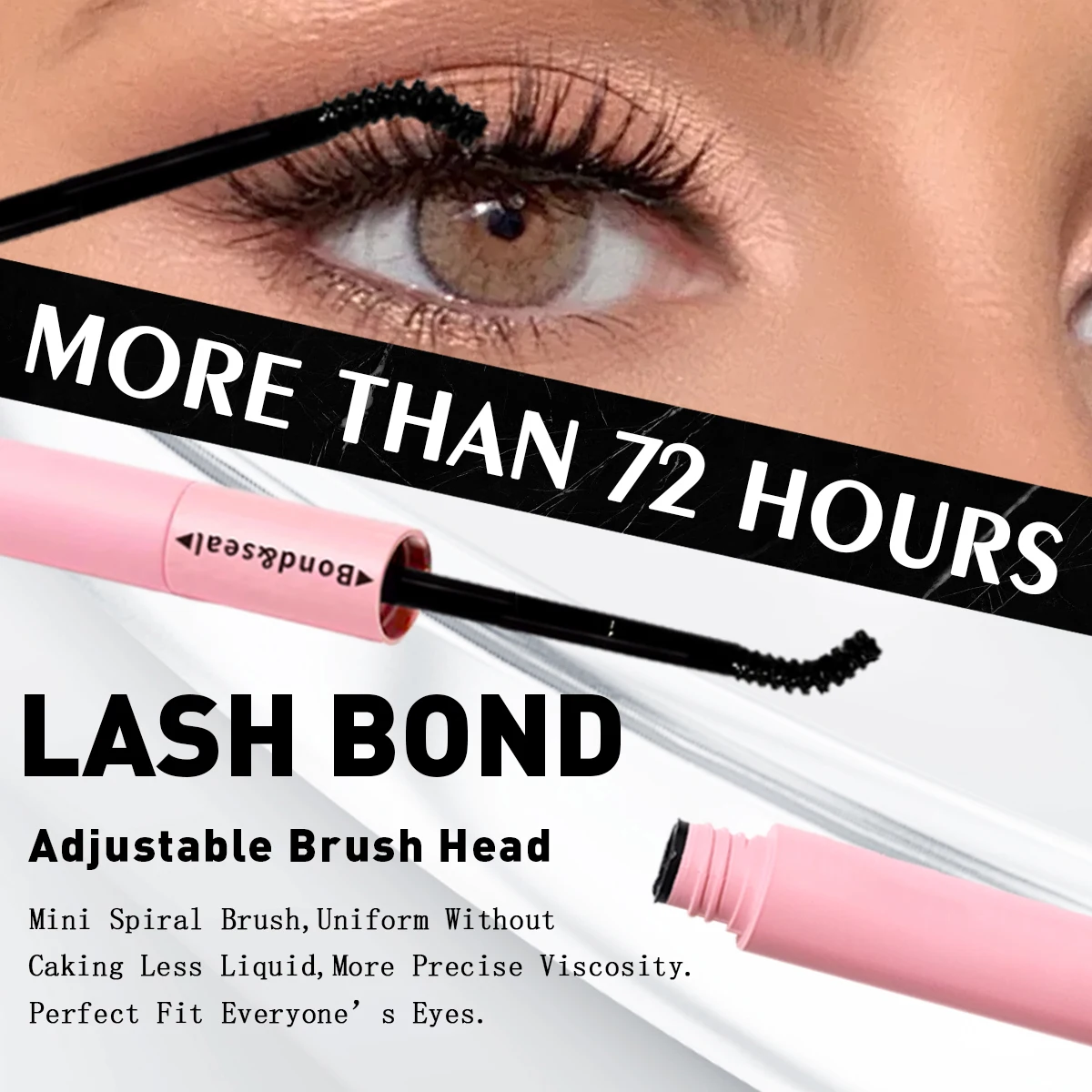 غراء الرموش، غراء الرموش والختم 10 مل غراء الرموش 2 في 1 للمجموعات، لاصق الرموش أسود يدوم طويلاً #3