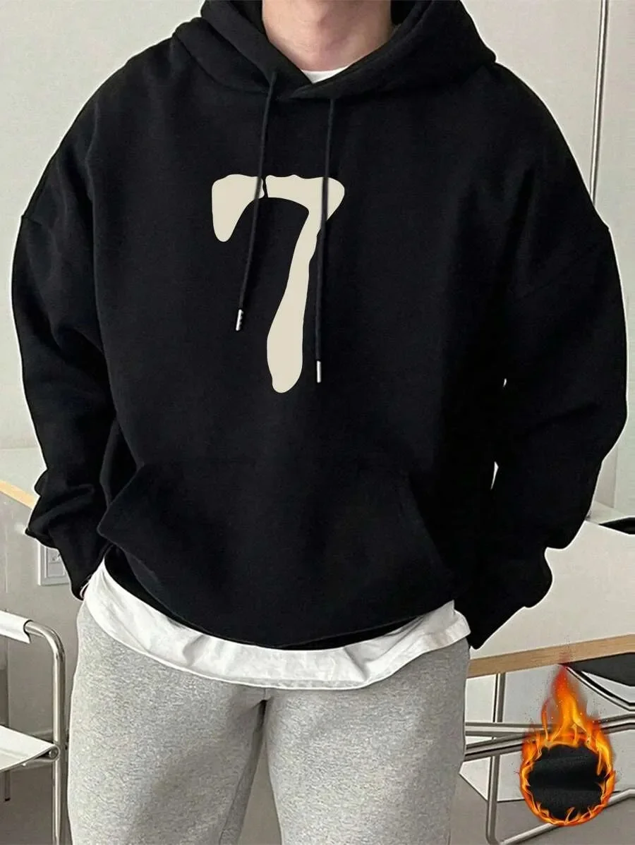 

Повседневная толстовка из чистого хлопка, украшенная простым принтом номер 7, идеально подходит для повседневного ношения и выращивания вашего легкого стиля.