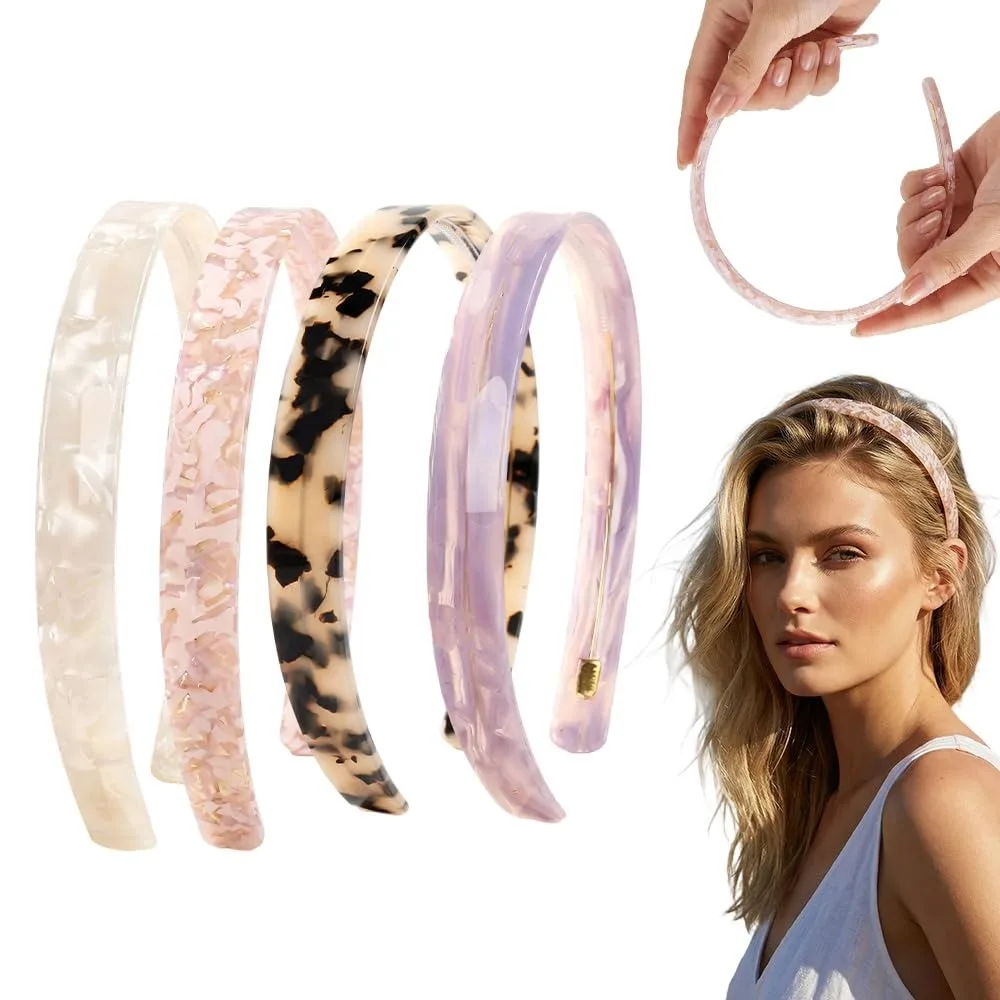 Fashion Tortoiseshell Hair Band Acetate Strong Hold Grip Headband Non-slip Flexible Hair Accessories