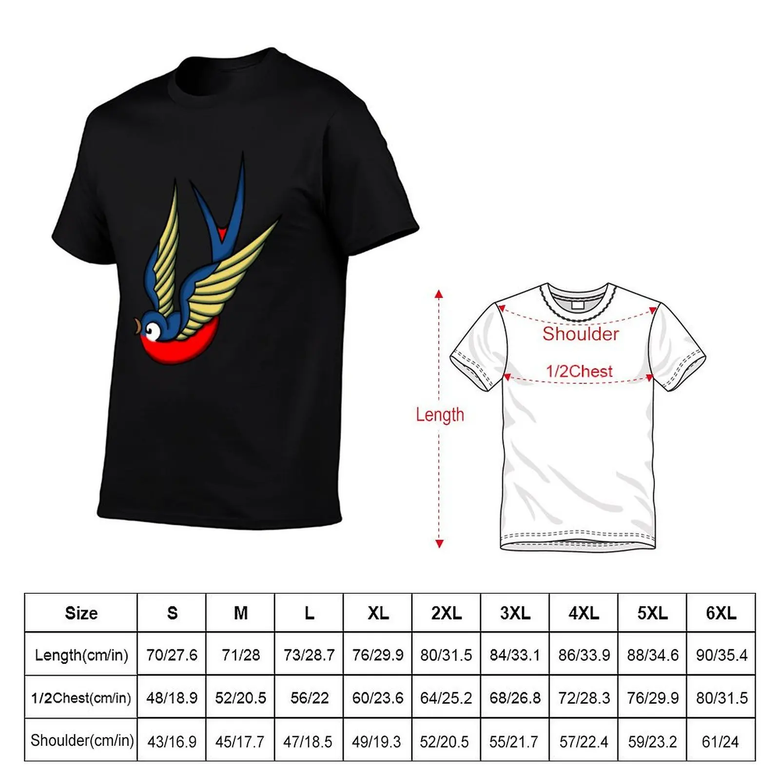 Vintage Swallow T-Shirt man clothes Louboutins Men's clothing