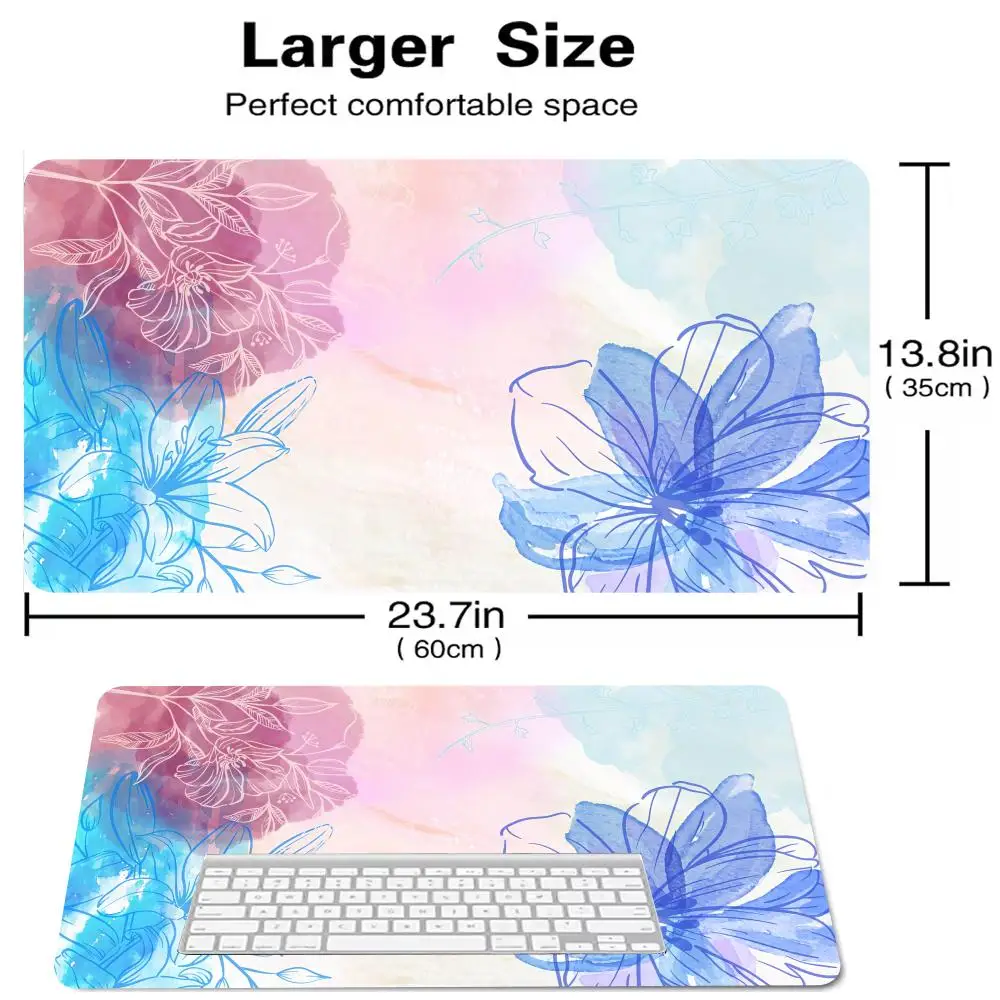 

XXL Extra-Large Gaming Mouse Pad & Desk Mat - Non-Slip Rubber Base, Soft-Toned Floral Design for Computers & Office Long Desk