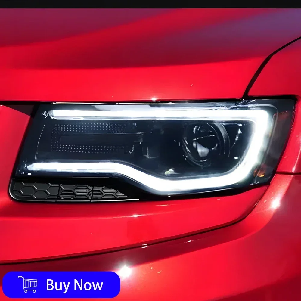 مصابيح أمامية للسيارة لسيارة جيب جراند شيروكي 2014-2021 مجموعة مصابيح خلفية LED ترقية عالية تكوين ملحقات إشارة الانعطاف #5