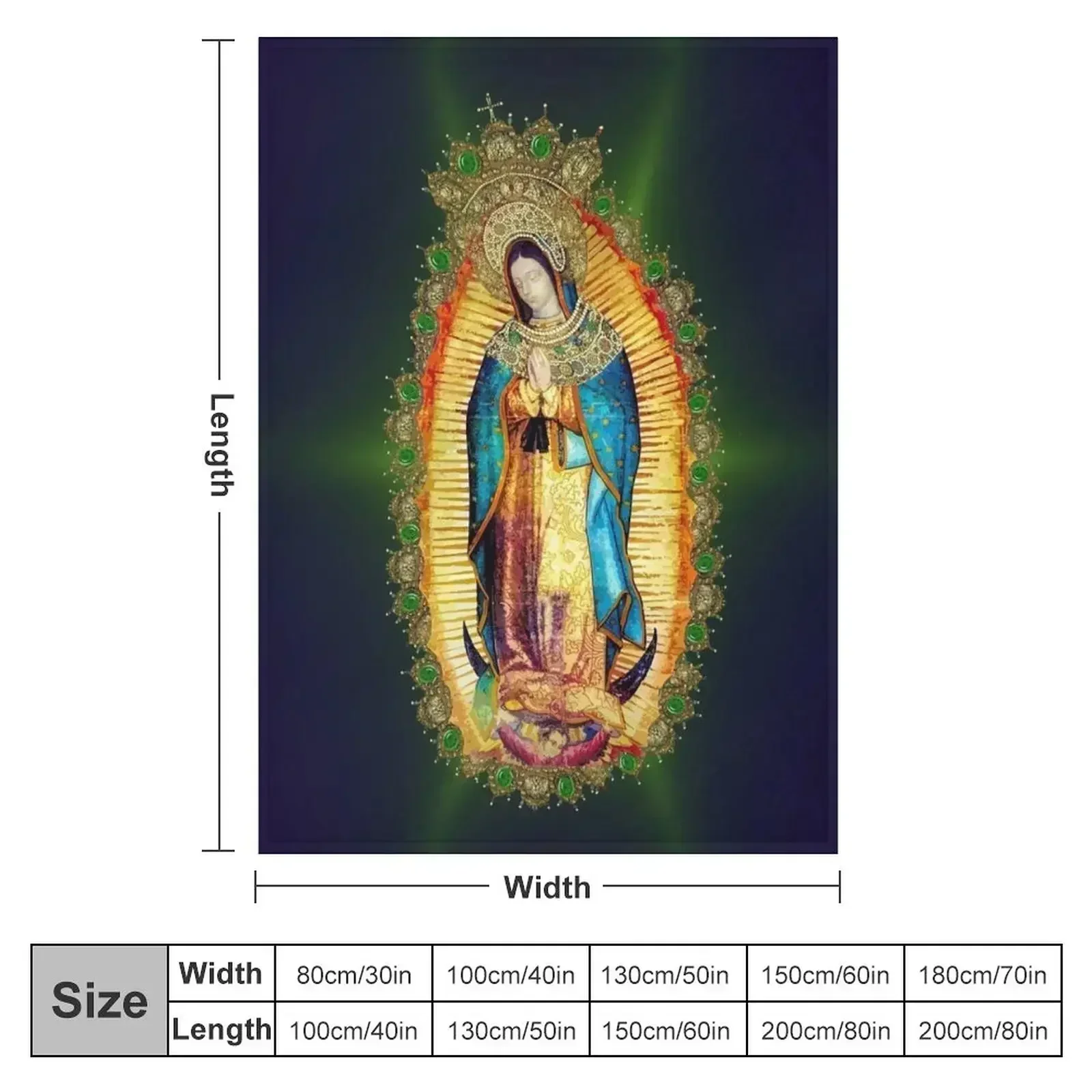 Our Lady of Guadalupe Mexican Virgin Mary Aztec Mexico Throw Blanket couch cozy soft plush fuzzy picnic outdoor blanket