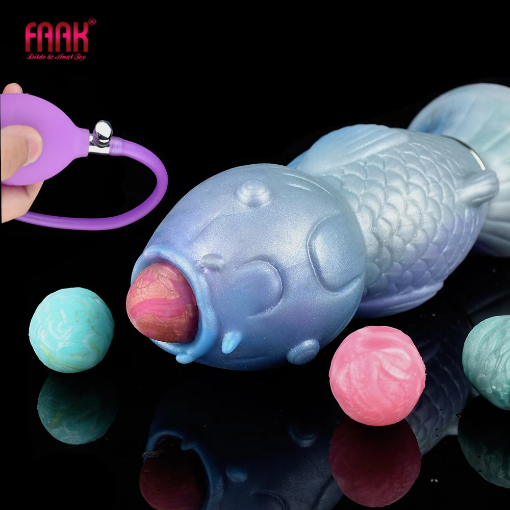 FAAK Fantasy Koi Pneumatic Ovipositor Anal Sex Toys Lay Eggs Dildos With Sucker Vaginal Balls Butt Plug Adult Games Masturbators