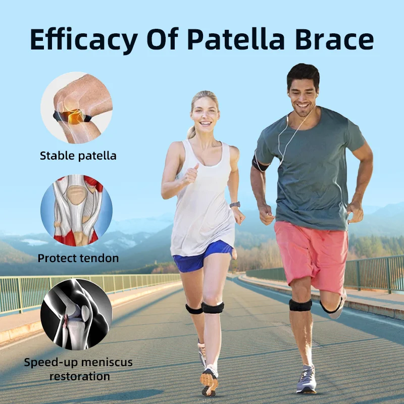 1PC Patella Kneecap Band Adjustable Silica Gel Knee Tendon Strap Protector Knee Pad Running Sports Cycling Gym Knee Support Pads