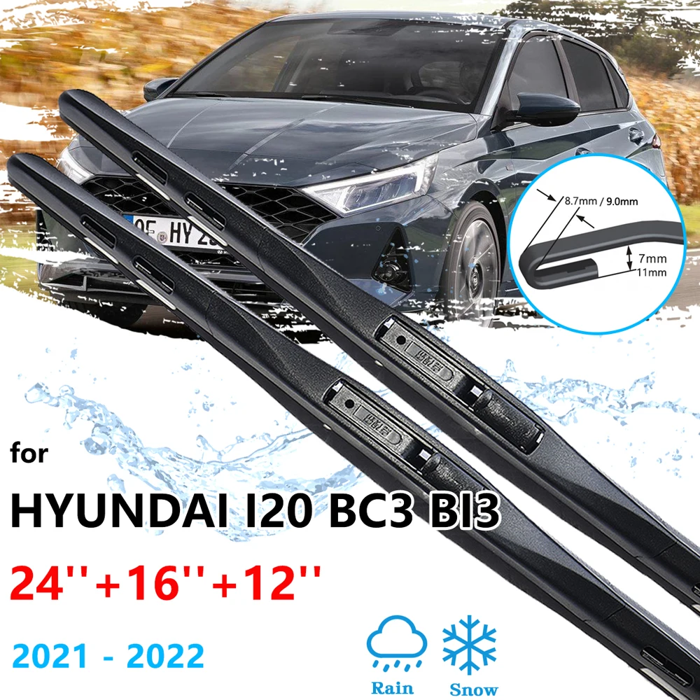 2x For Hyundai i20 BC3 BI3 2021 2022 Front Rear Set Wiper Blades Cutter Brushes Window Cleaning Auto Replacement Parts U J Hook