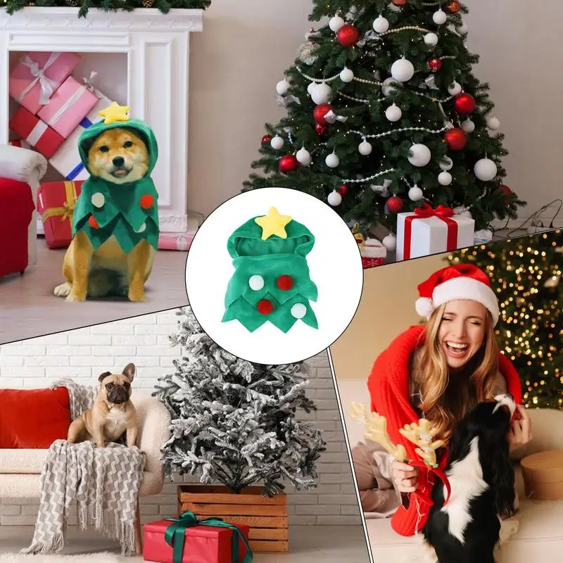 Dog Christmas Outfit Pet Cat Hoodies Dog Christmas Clothes Kitten Dress Up Skin-Friendly Winter Apparel For Small To Large Pets