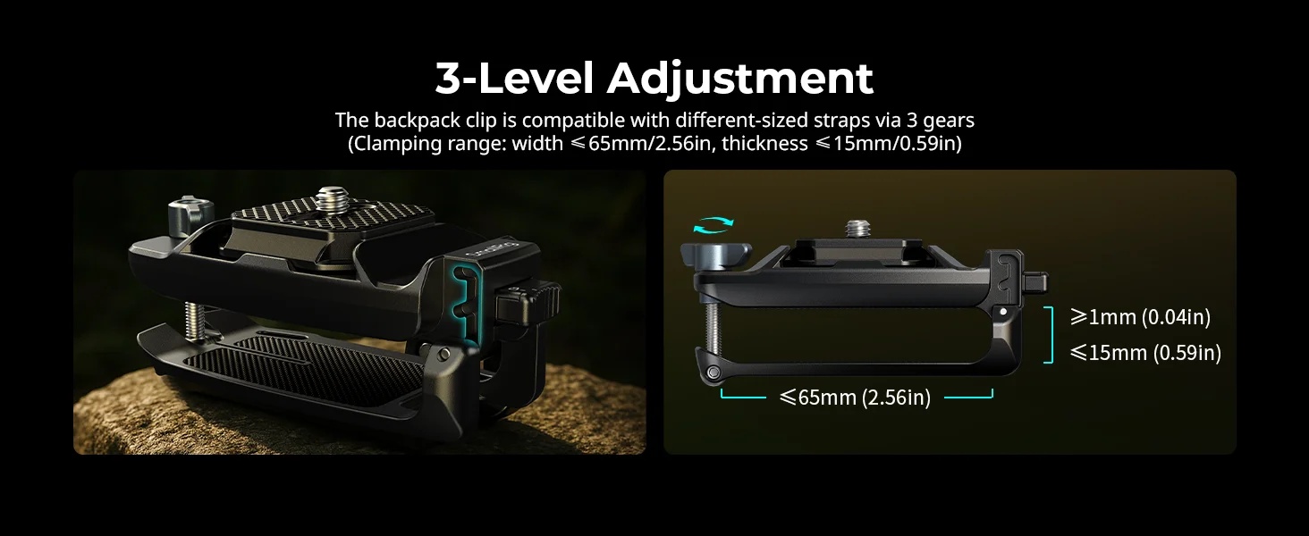 SmallRig Kameraclip mit Schnellwechsel-Montageplatten-Set, vertikale Belastung, 40 kg, für Arca-Typ-Stativ für Kameras, Montage auf Rucksäcken – Detail 5