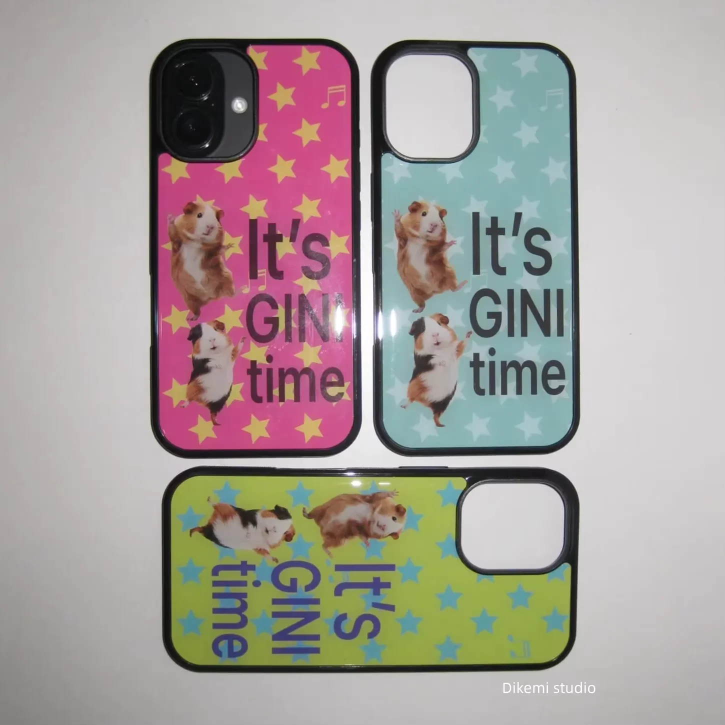 Korean Ins Cute Guinea Pig Stars Kawaii Black Border Drip Glue Phone Case For Samsung S 23 24 25 26 EDGE FE Plus Ultra Cover
