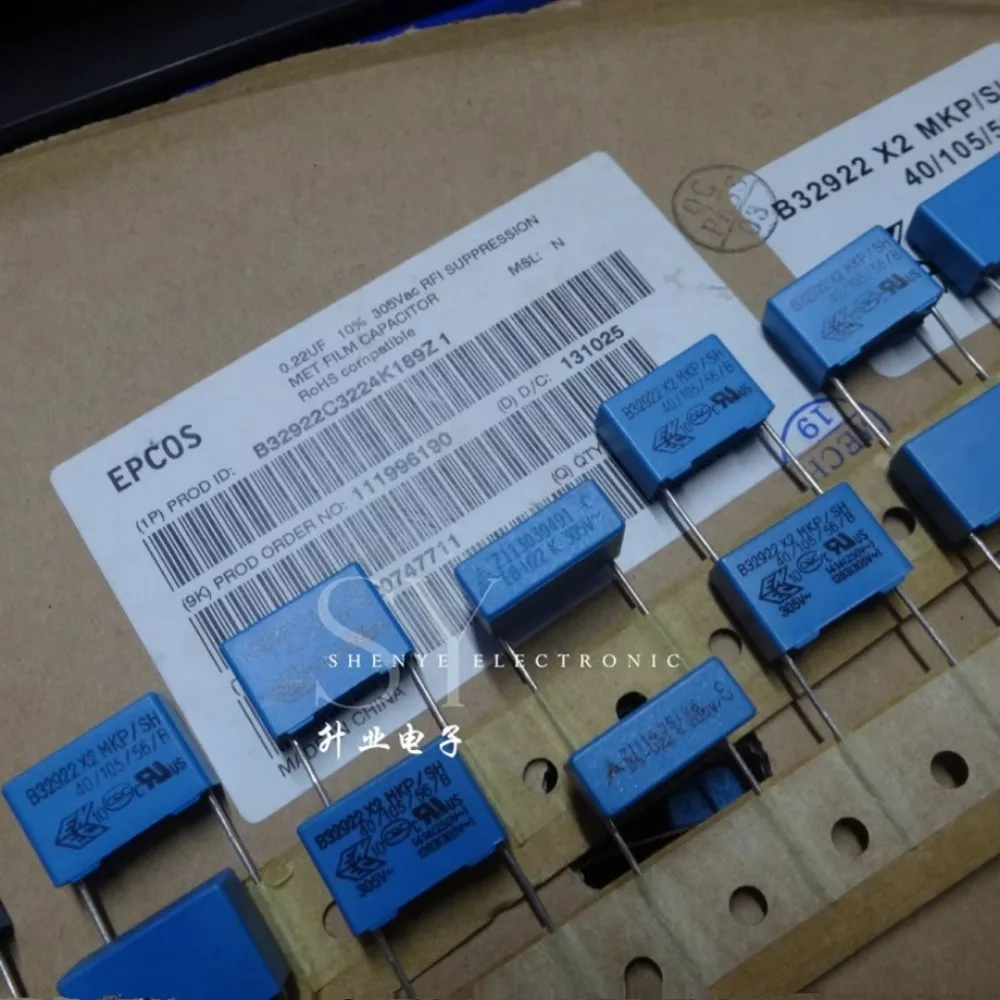 20PCS EPCOS 0.22 uf/305vAC 220nf u22 224 ยี่ห้อใหม่ 10% ตัวเก็บประจุฟิล์ม 15 มม.B32922C3224K