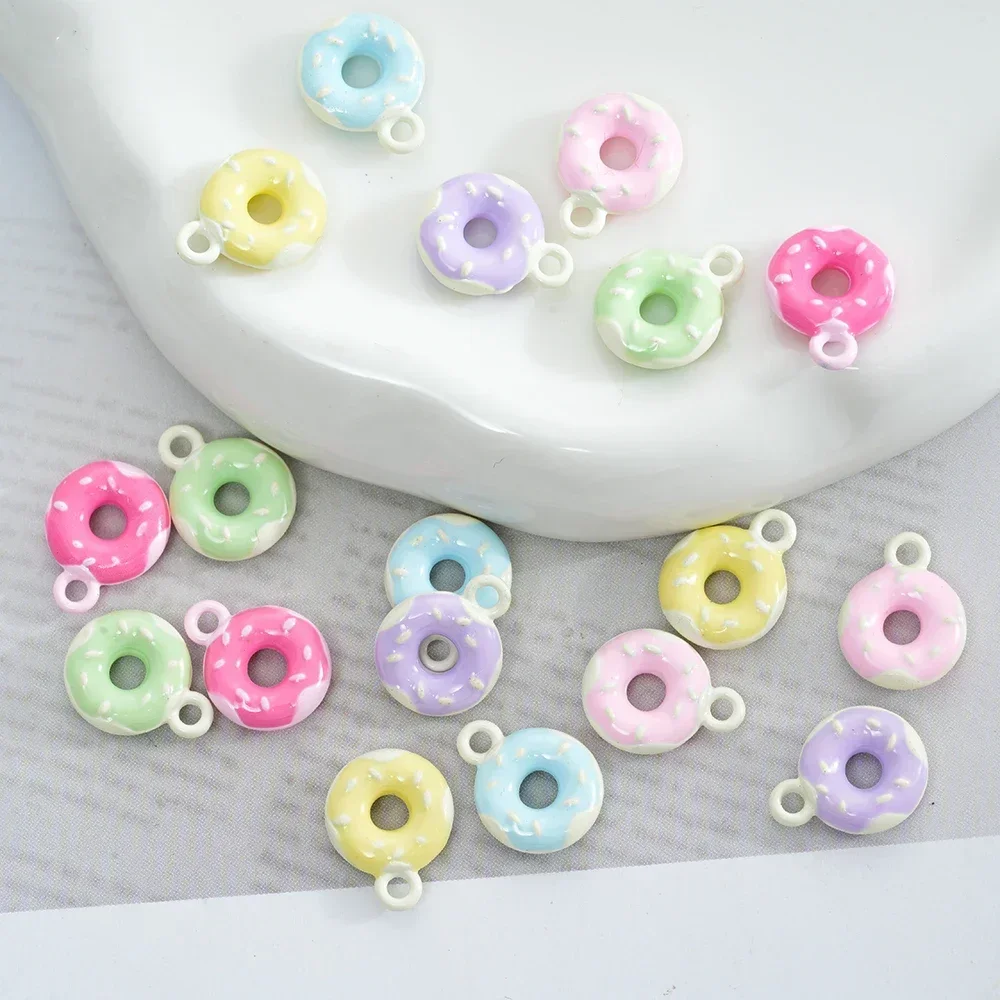 5pcs Alloys Donut Cake Pendants For DIY Earrings Bracelets Keychain Doughnut Pendant Jewelry Making Women Accessories