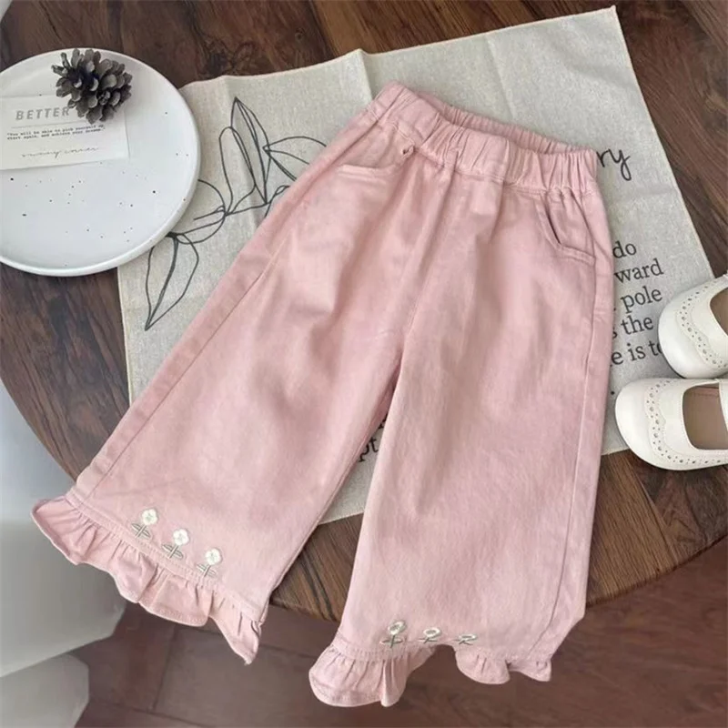 Pantaloni jeans per ragazze pantaloni lunghi cotone 2024 moda primavera autunno adolescenti pantaloni per bambini per bambini di alta