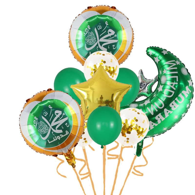 Sterne Mond Konfetti Ballon Bündel Eid Mubarak Ramadan Dekoration 2025, muslimische islamische Partyzubehör Ramadan Kareem Folienballons