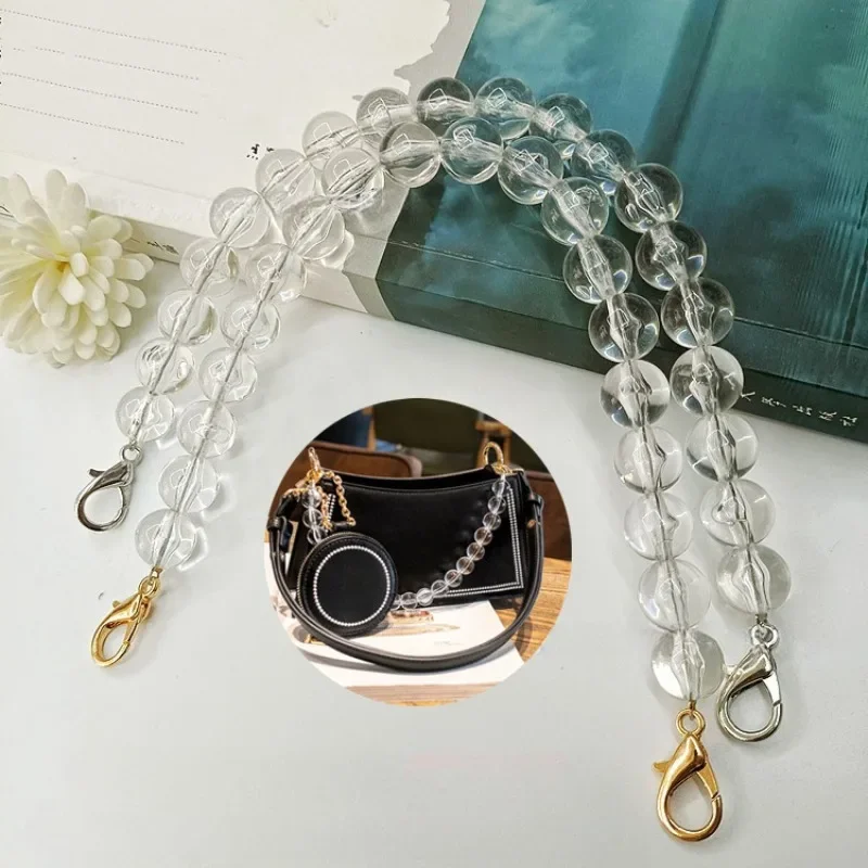 

35 см Роскошная прозрачная акриловая сумка с бусинами, ремни-цепочка, женская сумка-цепочка, ручка для сумки, прозрачная сумка-мессенджер из бисера, ремни