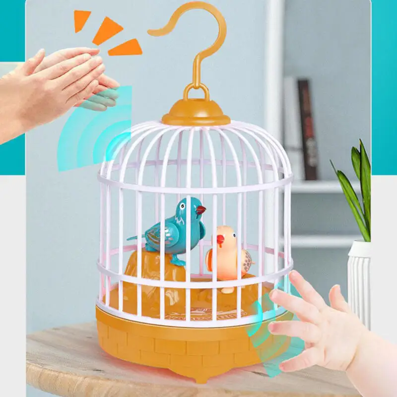 Talking Electric Bird Cage Toys Pet Inductive Voice Controll Simulation Singing Parrot Light Sound Children\'s Education Toy Gift