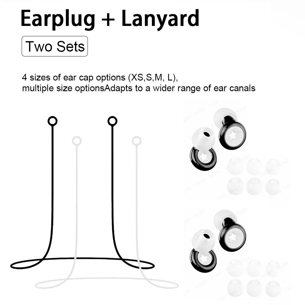 2 Pairs Silicone Earplugs With Silicone Lanyard Skin Friendly Waterproof Ear Protection For SPA Exam Room Long Air Journey