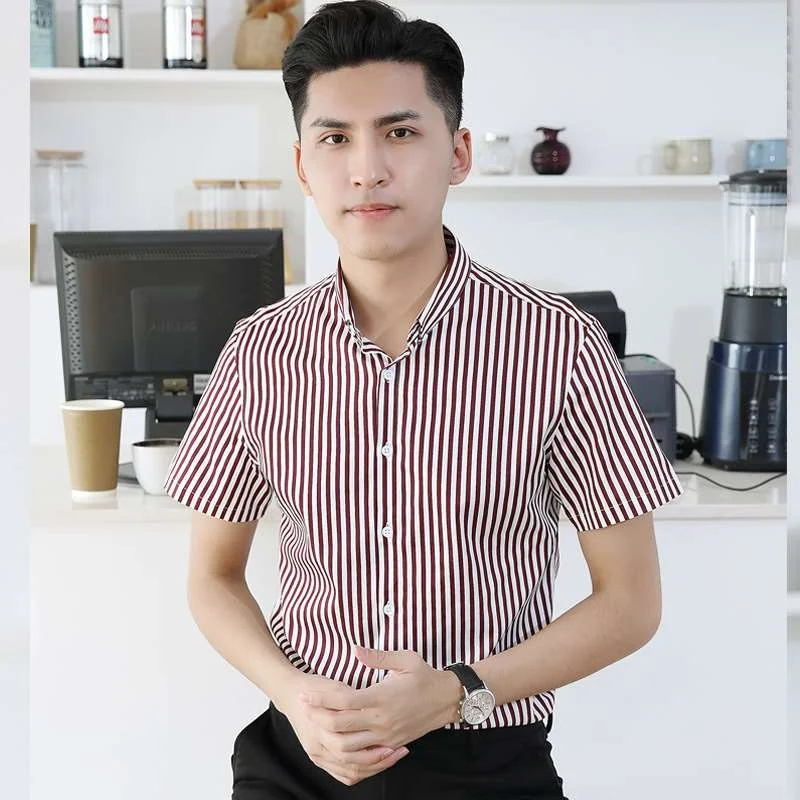 

Мужская летняя футболка Slim Fit в полоску, повседневная, с квадратным воротником, из искусственной кожи, с эффектом деформации, для повседневной носки