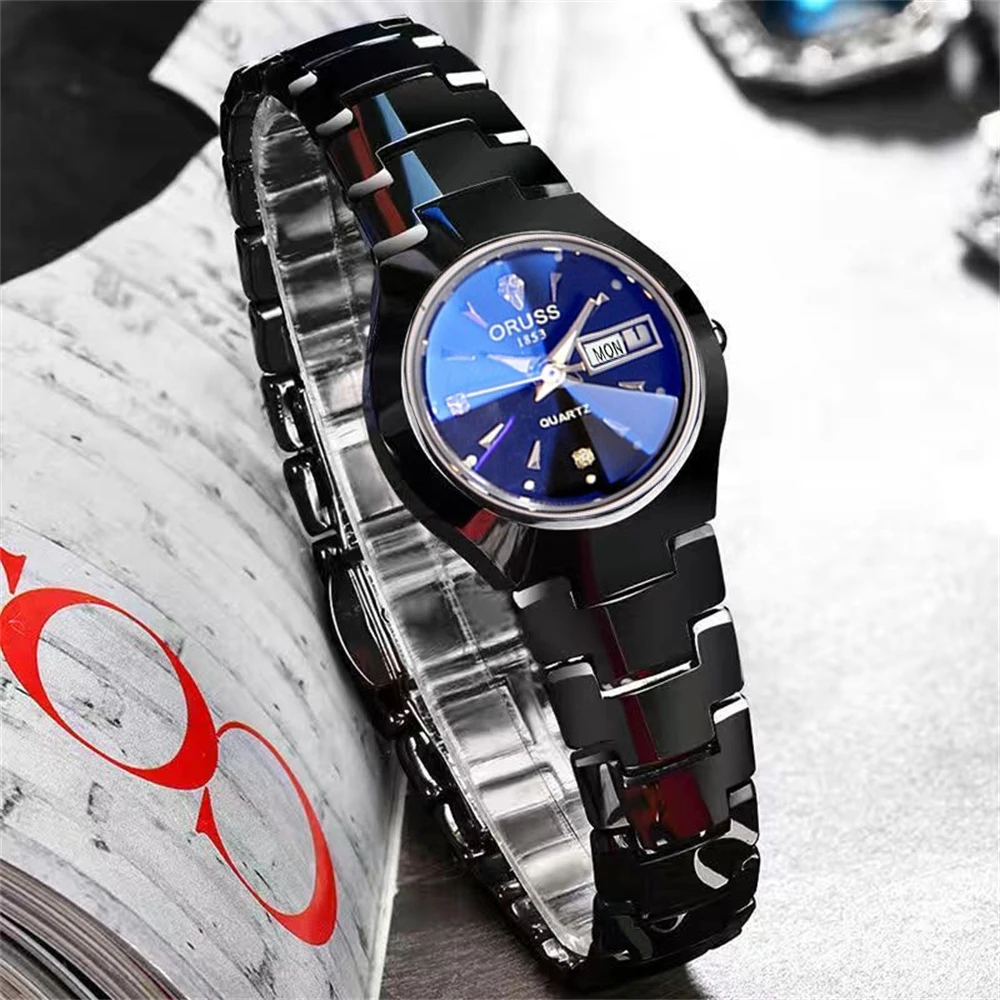 Korean version of ins personality women's watches fashion exquisite compact double calendar girls watch
