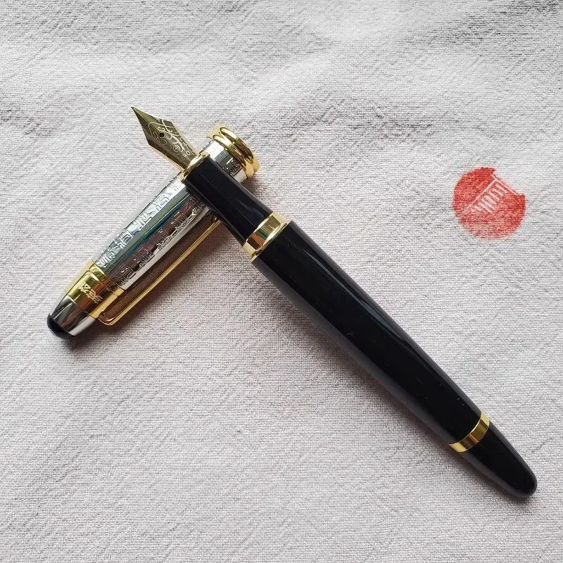 

Hero Collection Fountain Pens Ancient Text Engraving F 0.5 Business Signature Pen Luxury Writing Students Meeting Gift Ink Pen