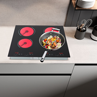 6000W Electric Ceramic Hob 4 Cooking Zones Touch Control  0-120 Minutes 9 Levels of Adjustable Power Touch Screen Control