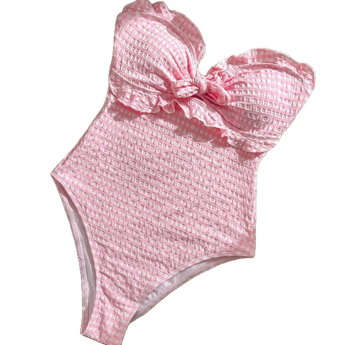 2026 New One-piece Swimsuit Women's Tube Top Detachable Shoulder Strap High Elastic Swimsuit Premium Swimsuit Bathing Suit Women view 5