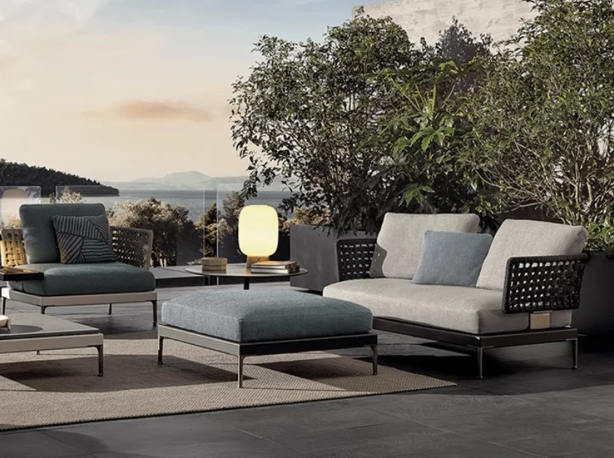 L-shaped Factory direct sales outdoor garden hotel terrace sofa cover aluminum furniture with coffee table