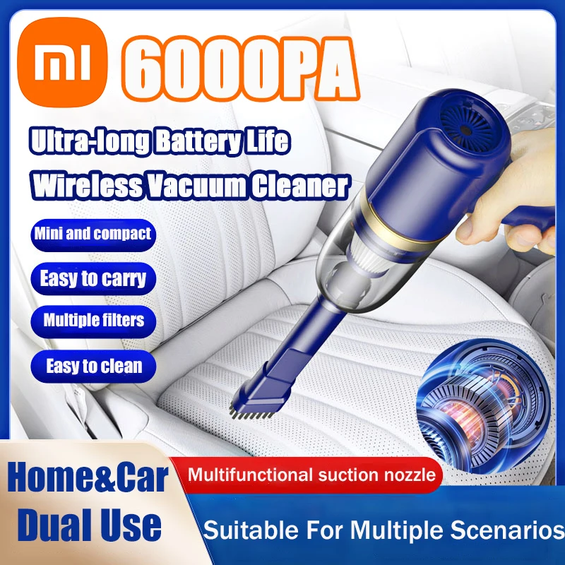 Xiaomi-Aspirateur sans fil portable pour la maison et la voiture, machine de détermination de livres, nettoyeur à usage touristique, aspiration injuste, 120W, 6000PA, nouveau
