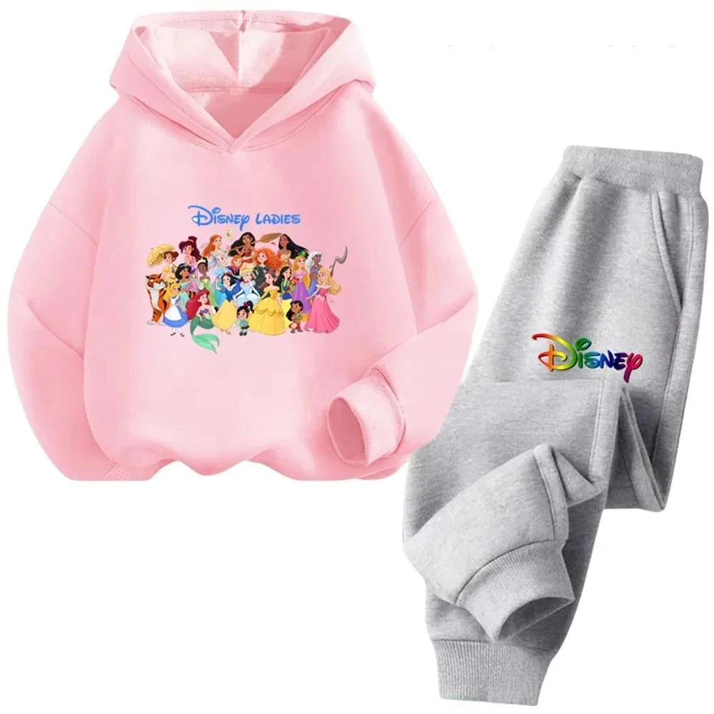 

Disney Ladies Snow White Hoodie Set Girls Cartoon 3-14 Years Old Kawaii Street Casual Kids Sweatshirt Children Frozen Trucksuit