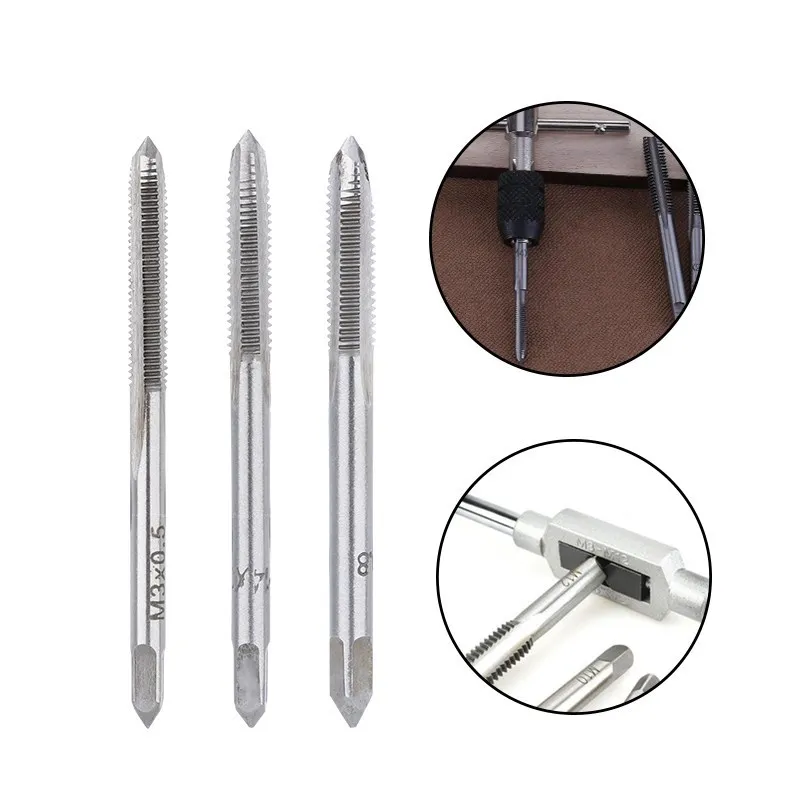 Screw Tap M3-M14 HSS Right Hand Tap Metric Plug Tap Drill Bit Hand Tools Manual Thread Tapping Tools